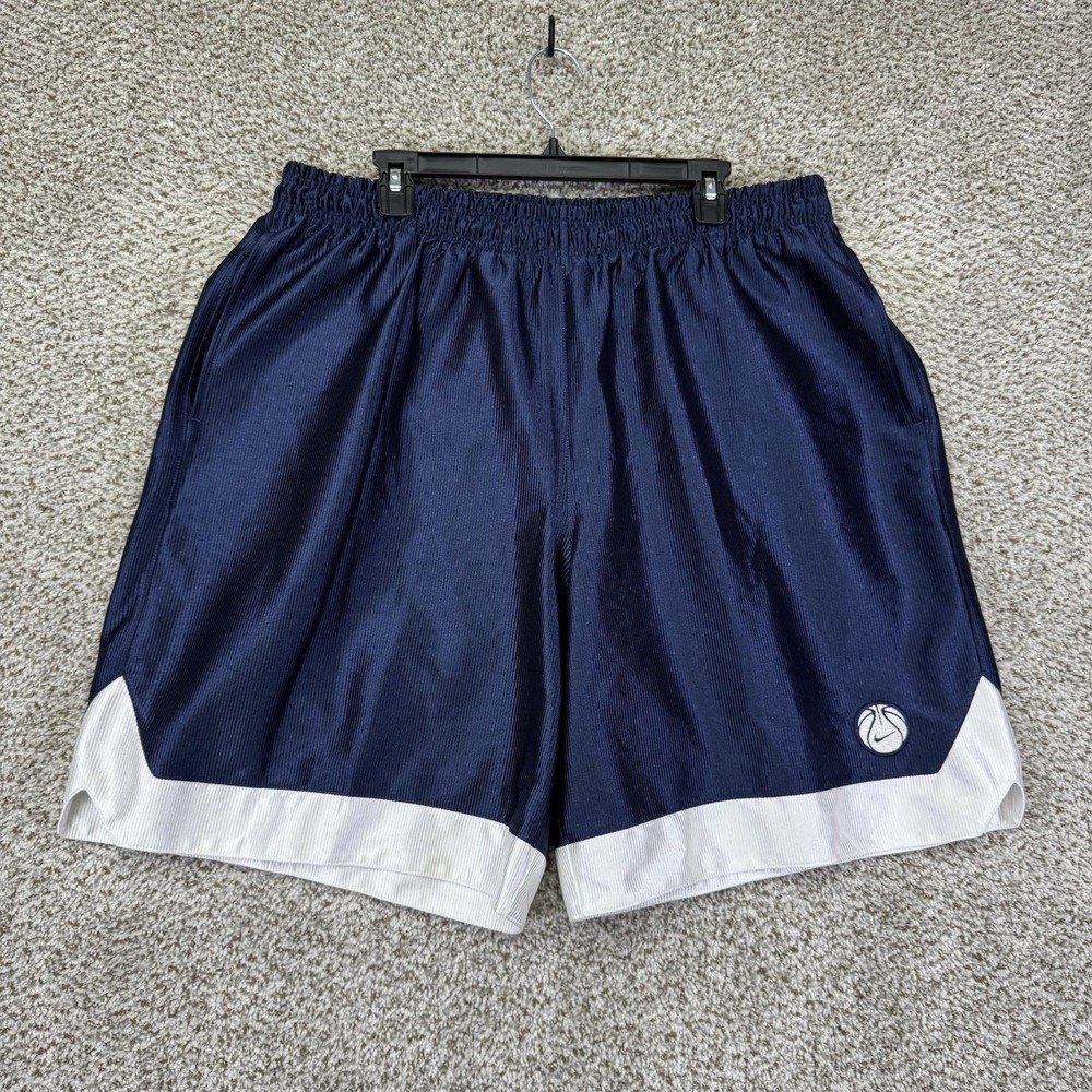 Vintage Nike Basketball Shorts Men's Size XXL 2XL Blue Dazzle Pockets Drawstring